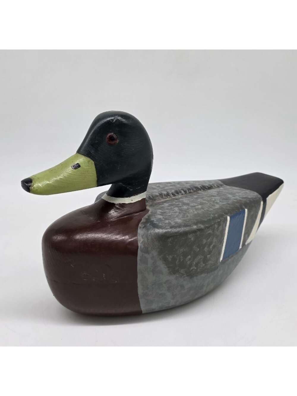 Carved Wood Duck Decoy Signed 1973 Mallard Waterfowl Display Figurine